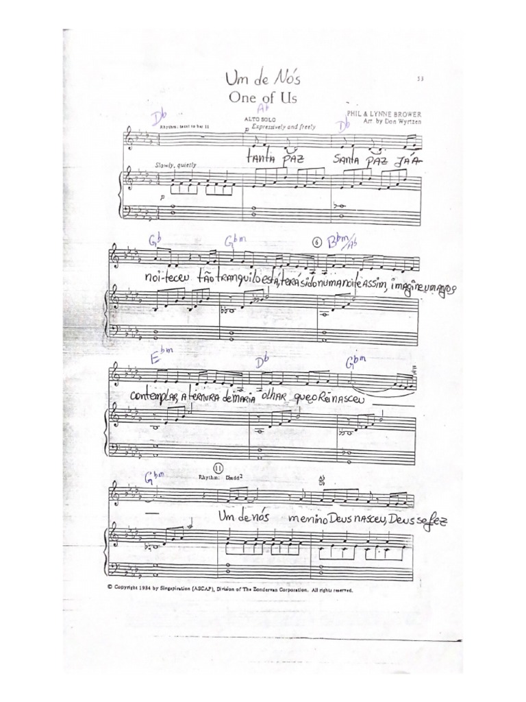 Partitura One of Us - Um de Nós - Prisma | PDF