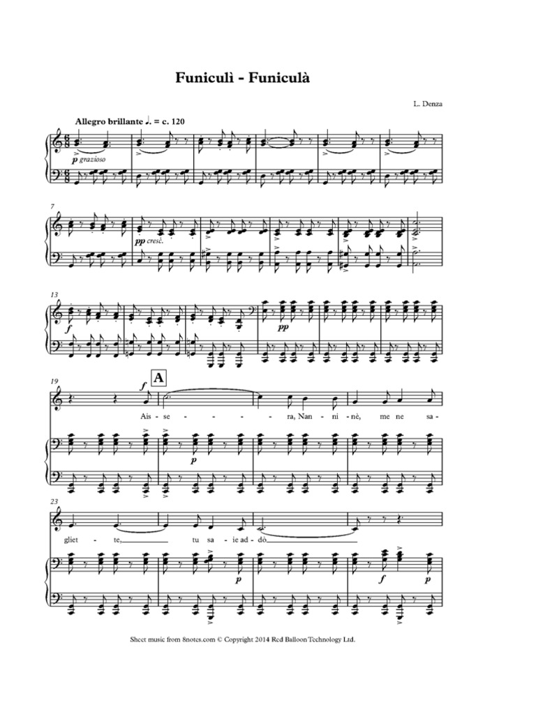 Funiculì, Funiculà Baritone Key | PDF