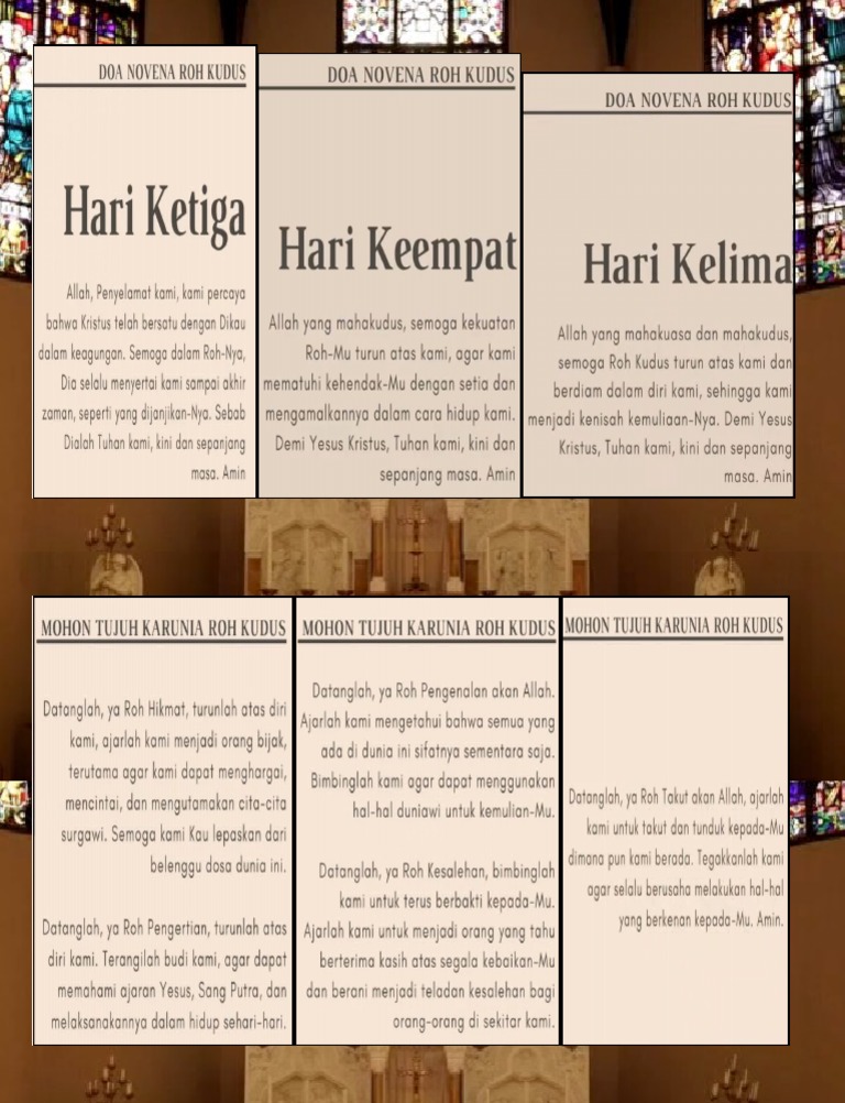 Doa Novena Mohon 7 Karunia Roh Kudus