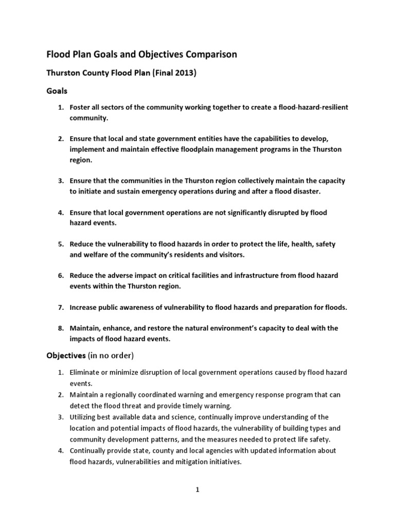 Thurston County Flood Plan Goals | PDF | Emergency Management | Flood