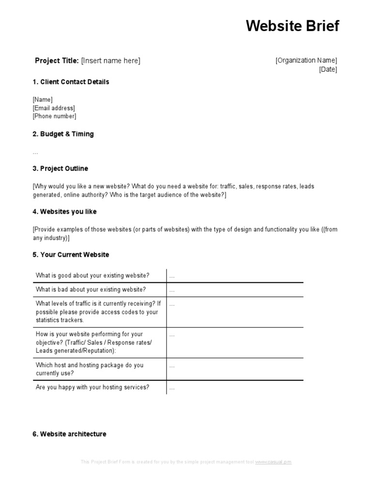 site Brief Template PDF sites Computer Mediated Communication