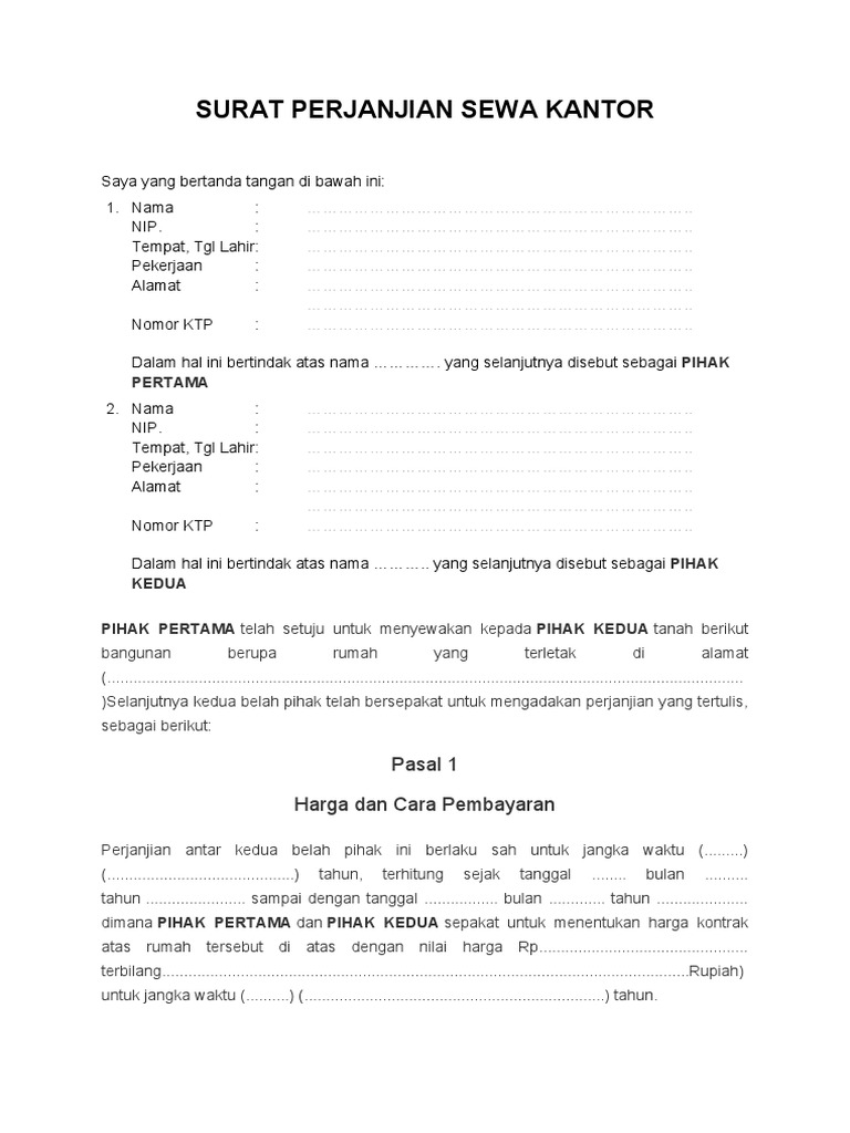 Surat Perjanjian Sewa Ruko | PDF