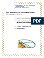 Tema: Terminologias Del Curso Comportamiento Y Desarrollo Organizacional