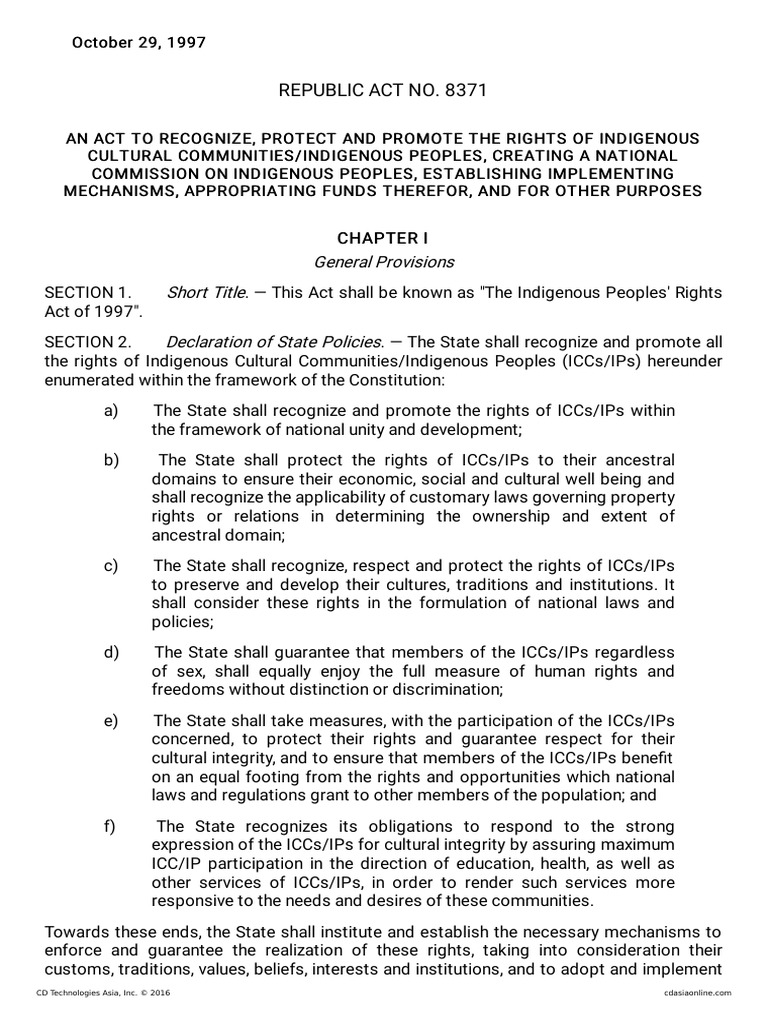 Indigenous Peoples Rights Act of 1997 | PDF | Intellectual Property ...
