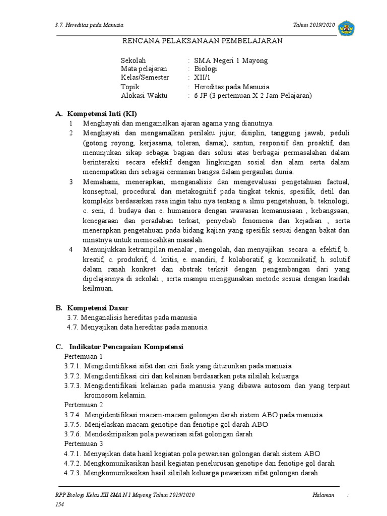 RPP.16 (Biologi) | PDF