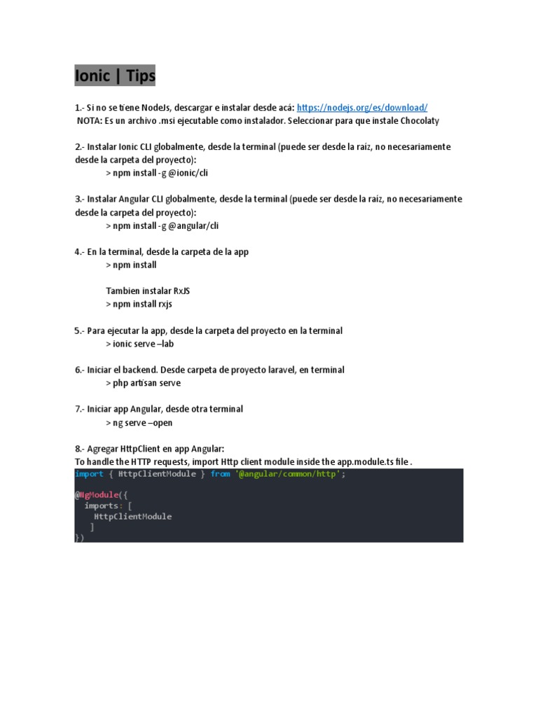 Ionic - Tips | PDF | Ingeniería de software | Software
