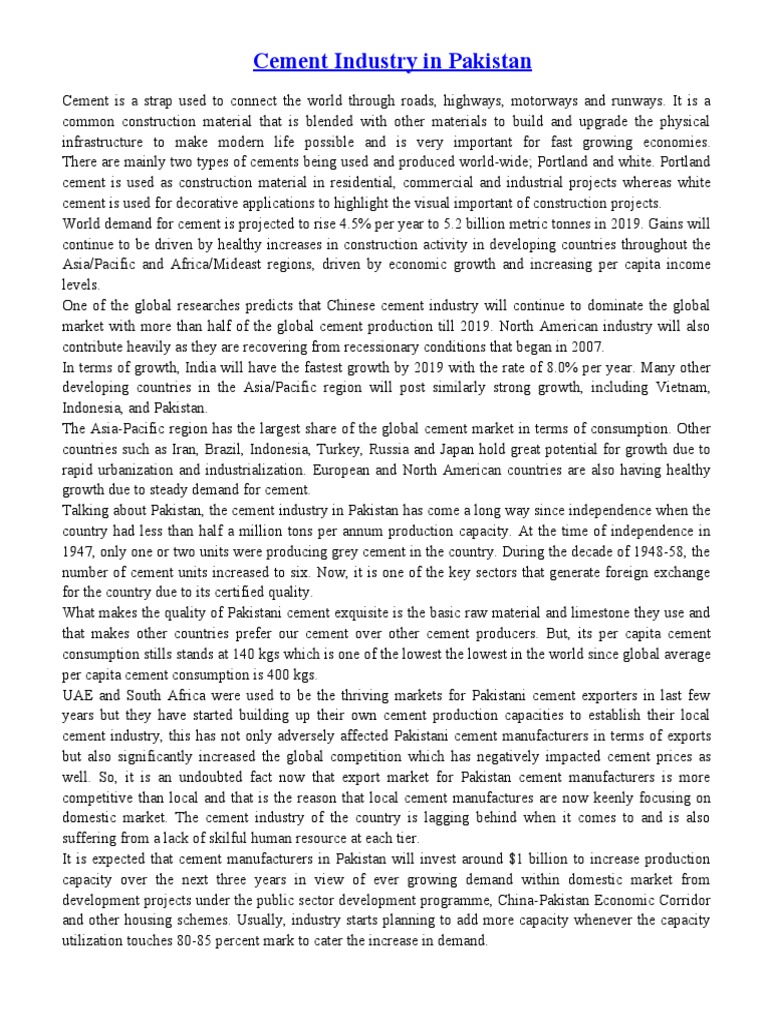 Growth of Pakistan's Cement Industry | PDF | Cement | Developing Country