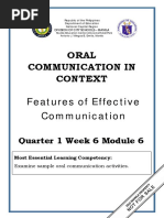 ORAL COMMUNICATION Q1 W6 Mod6 Features of Effective Communication