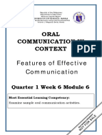 ORAL COMMUNICATION Q1 W6 Mod6 Features of Effective Communication