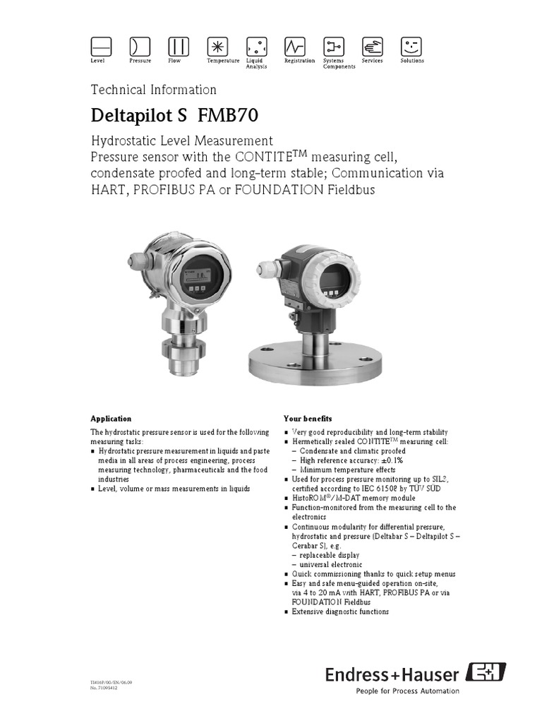 Deltapilot S FMB70: Technical Information | PDF | Pressure Measurement ...