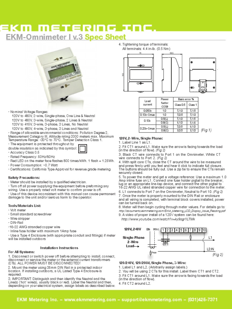 EKM Omnimeter I v.3 Installation Guide | PDF | Fuse (Electrical ...