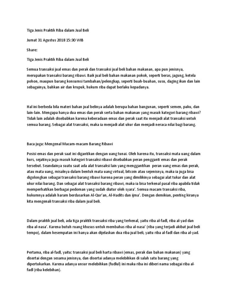 Contoh Kasus Riba | PDF