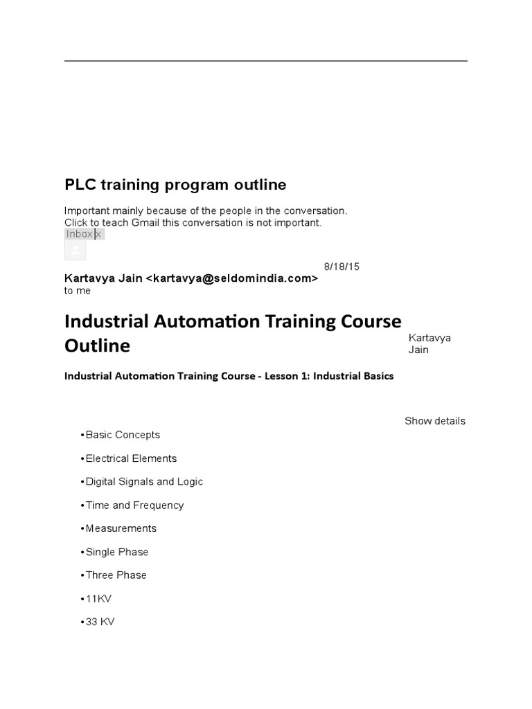 PLC and SCADA Training Course Outline | PDF | Technology & Engineering