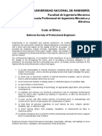 Universidad Nacional de Ingeniería Facultad de Ingeniería Mecánica Escuela Profesional de Ingeniería Mecánica y Eléctrica Code of Ethics