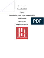 Name: Student ID: 19P00024 Project 2 Report of Interview: Flexible Working Arrangements (FWA) Section: Date: Submitted To