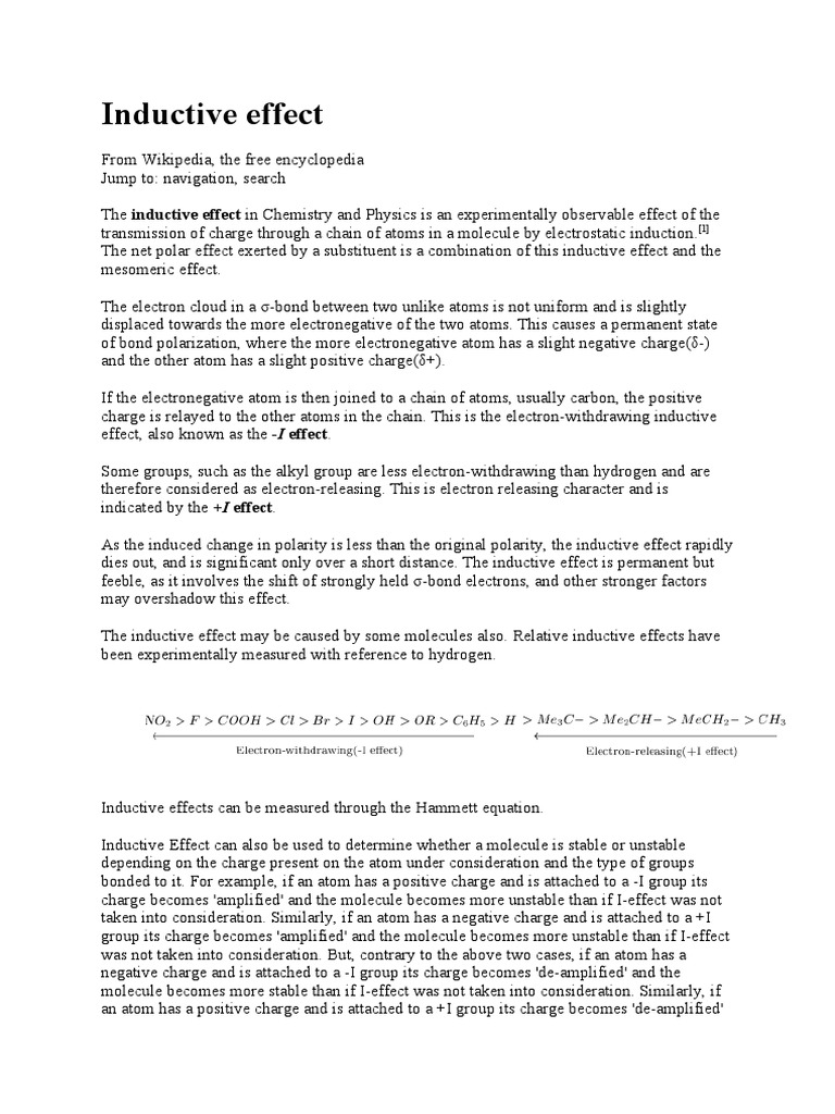 Inductive vs. Mesomeric Effects Explained | PDF | Condensed Matter ...