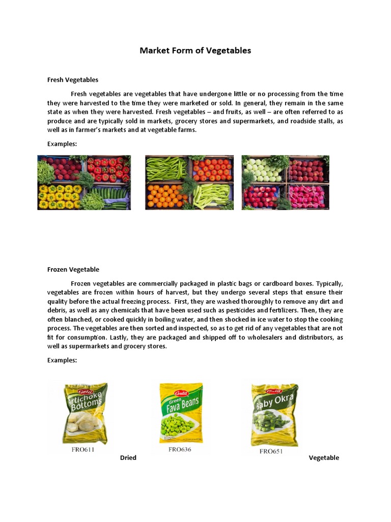 Market Form of Vegetables PDF