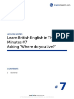 Learn British English in Three Minutes #7 Asking "Where Do You Live?"
