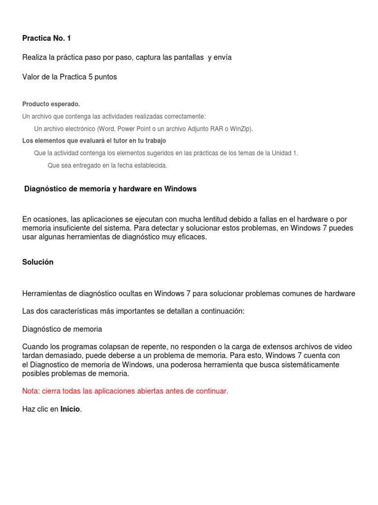 Practica No 1 | PDF | Microsoft Windows | Hardware de la computadora