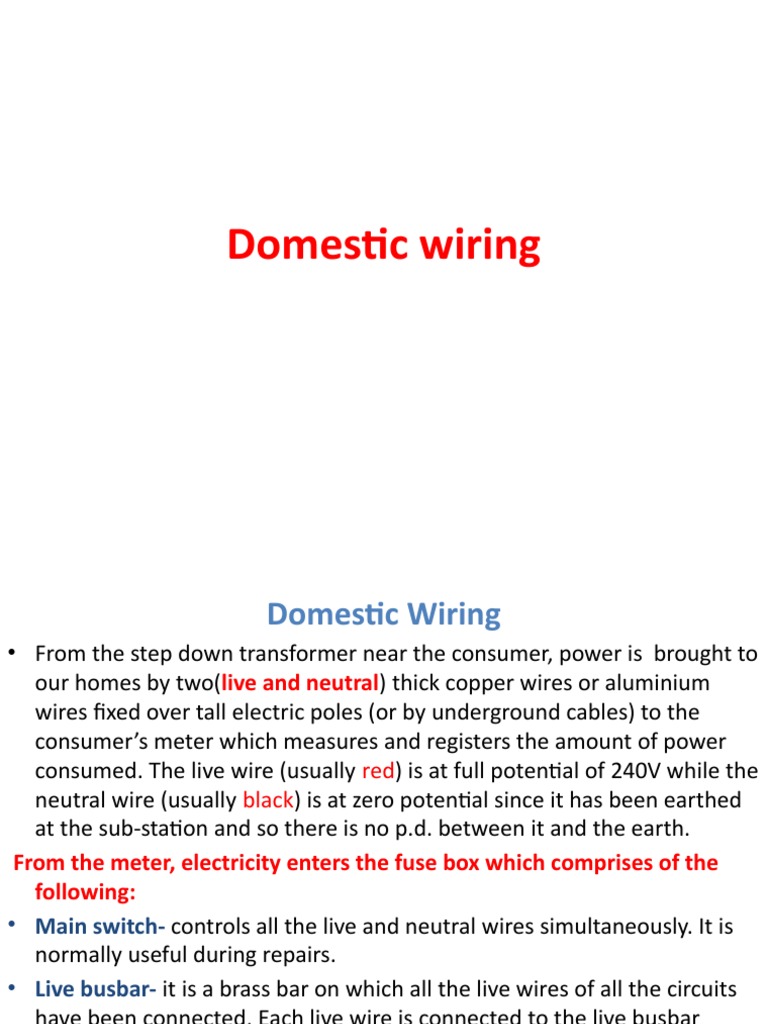 Domestic Wiring | PDF | Ac Power Plugs And Sockets | Fuse (Electrical)