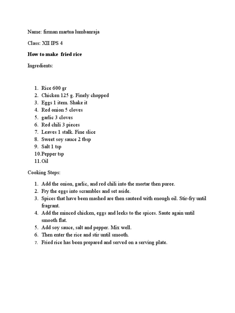 Easy Fried Rice for Students | PDF