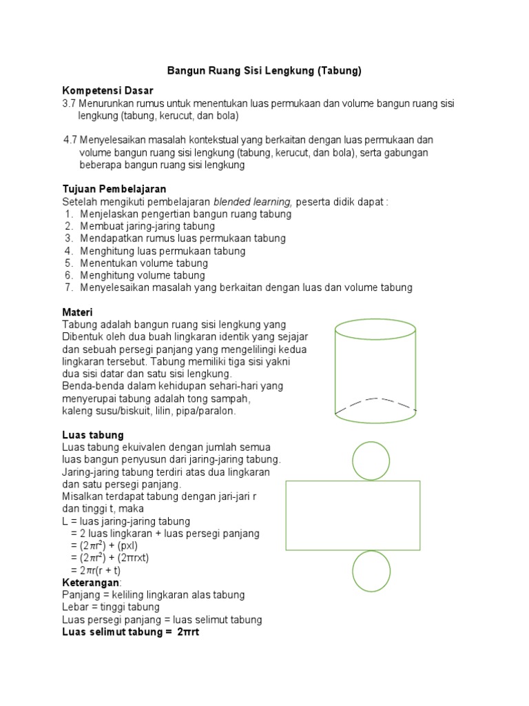 Rumus dan Contoh Bangun Tabung | PDF