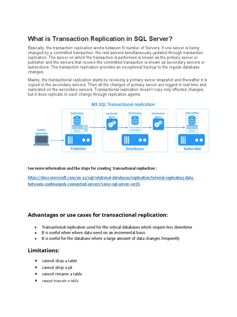 What Is Transaction Replication in SQL Server? Advantages or Use Cases