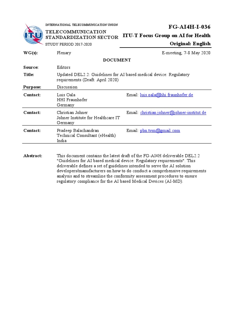 AI Medical Device Regulatory Guidelines | PDF | Medical Device | Life ...
