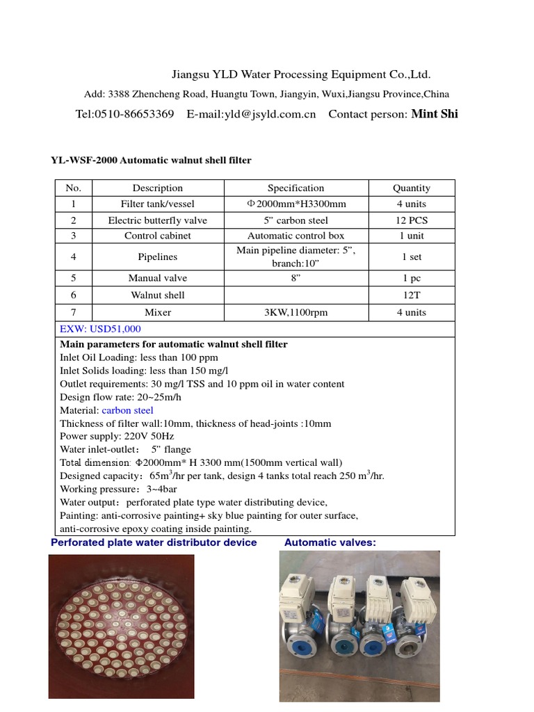 Automatic Walnut Shell Filter Specs | PDF