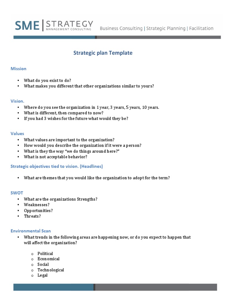 Strategic Plan Template: Mission | PDF | Competitive Advantage ...