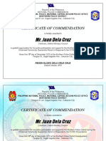 Mr. Juan Dela Cruz: Certificate of Commendation