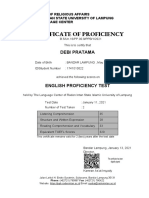 Certificate of Proficiency: Debi Pratama