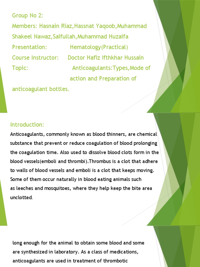 AnticoagulantsTypes, Mode of Action and Preparation of Anticoagulant