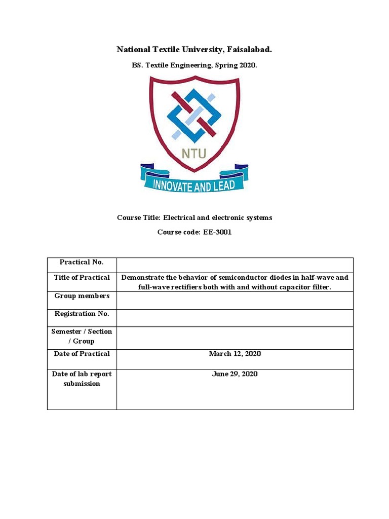 EE Lab Reports PDF Rectifier Diode