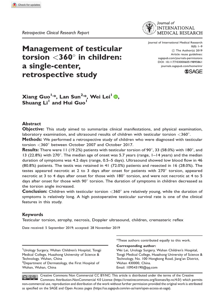 Management of Testicular Torsion 360 in Children A SingleCenter