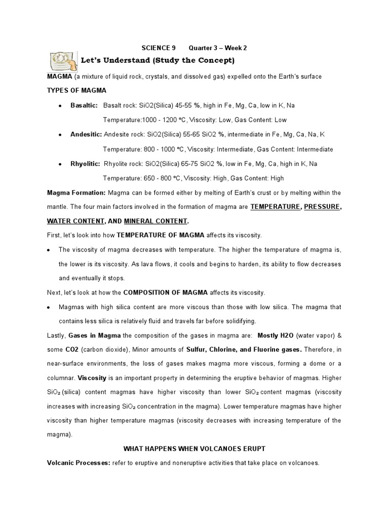 Magma Formation and Volcanic Eruptions | PDF | Magma | Lava
