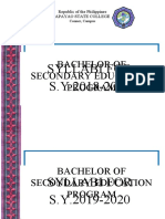 Bachelor of Secondary Education Program: Syllabi For S.Y.2018-2019