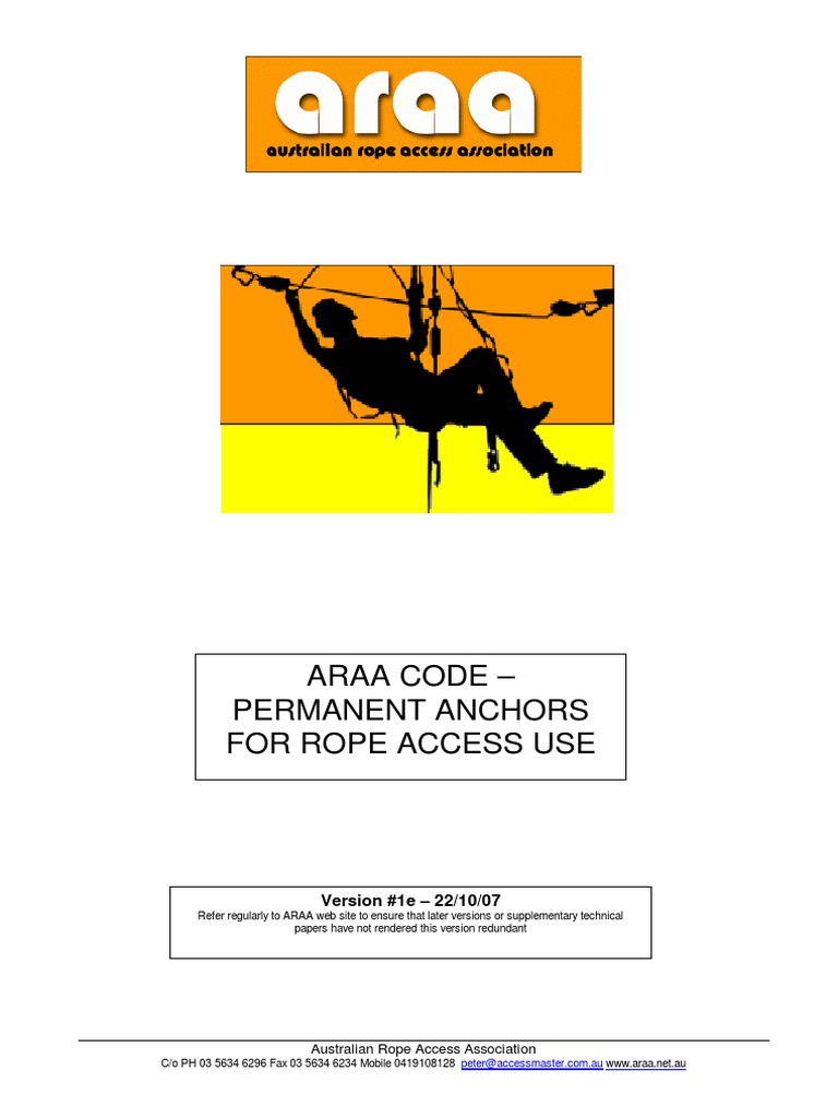 ARAA Code Permanent Anchors For Rope Access Use | PDF | Anchor ...