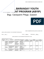 Annual Barangay Youth Investment Program (Abyip) : Brgy. Cawayanin Pitogo, Quezon