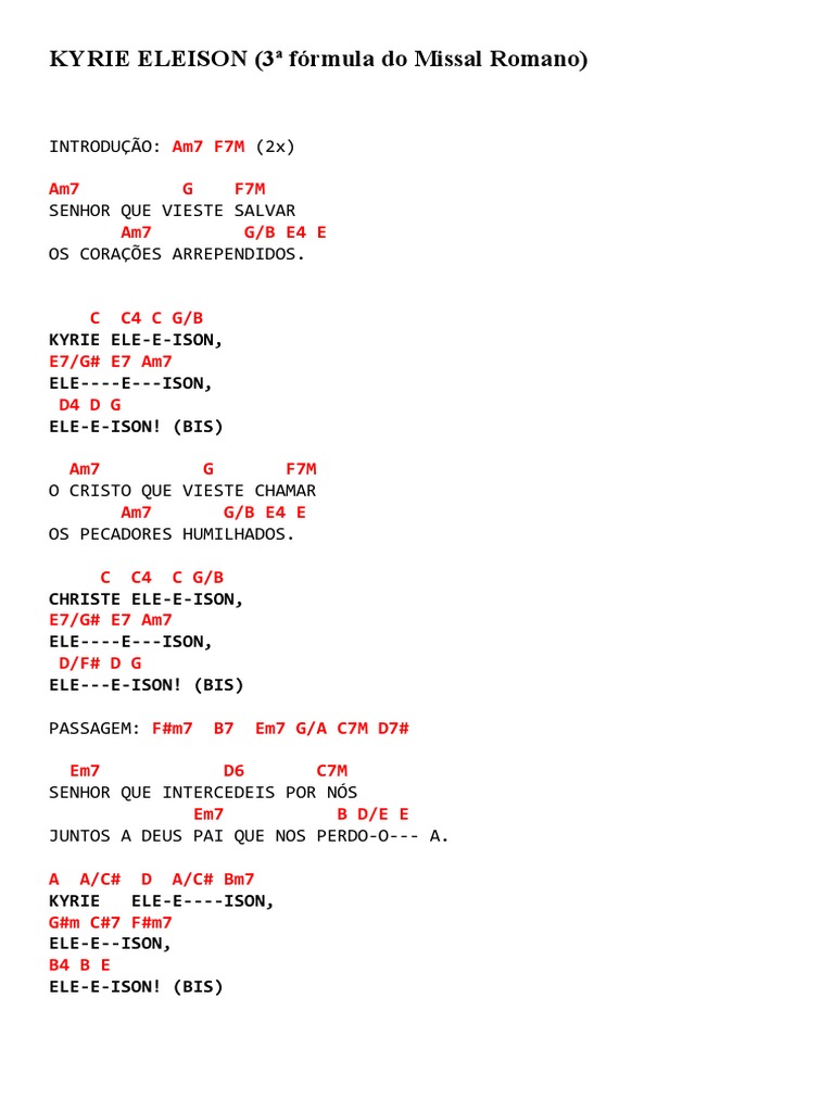 KYRIE ELEISON (3 Fórmula Do Missal Romano) Músicas para Missa PDF