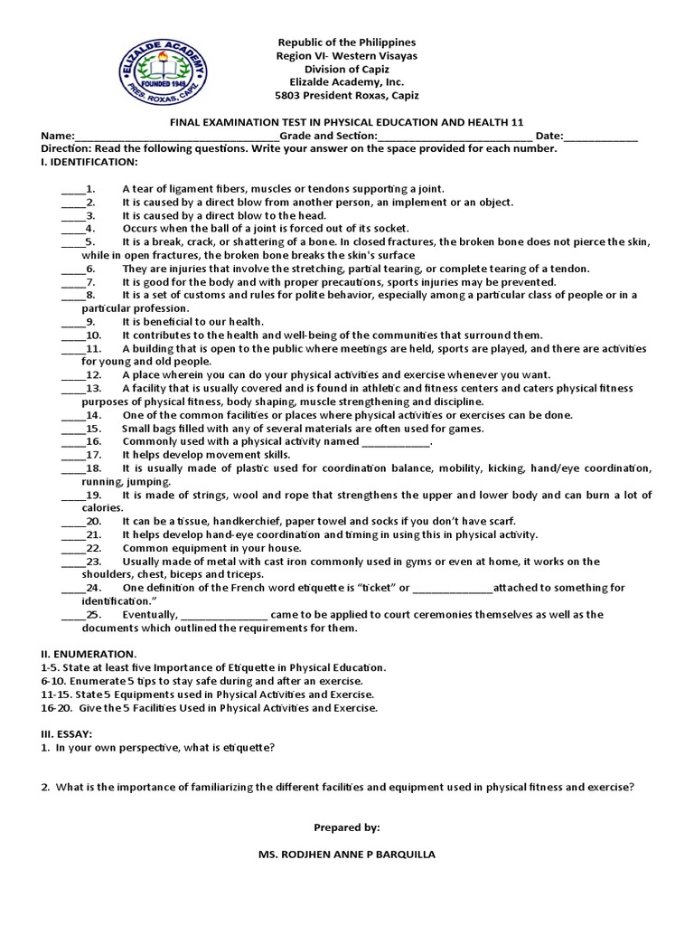 Grade 11 PE Final Exam Guide | PDF | Bone | Physical Fitness