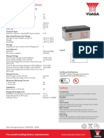 Yuasa Technical Data Sheet: The World's Leading Battery Manufacturer