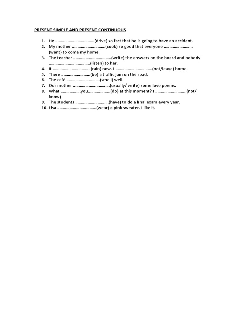 Present Simple and Present Continuous | PDF | Language Arts & Discipline