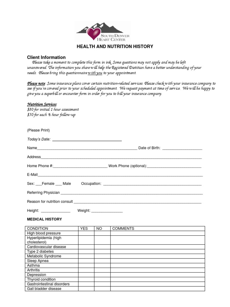 Nutrition Questionnaire | PDF | Cholesterol | Weight Loss