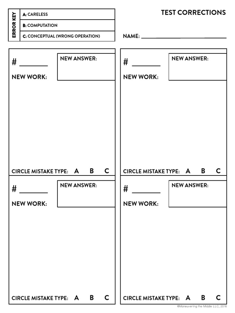 Test Corrections Printable | PDF