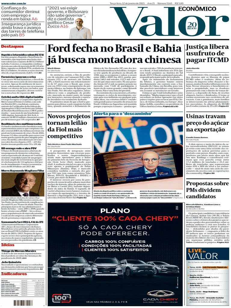 Valor Econômico HD (12 Jan 21) | PDF | Brasil | Sistema de saúde  governamental