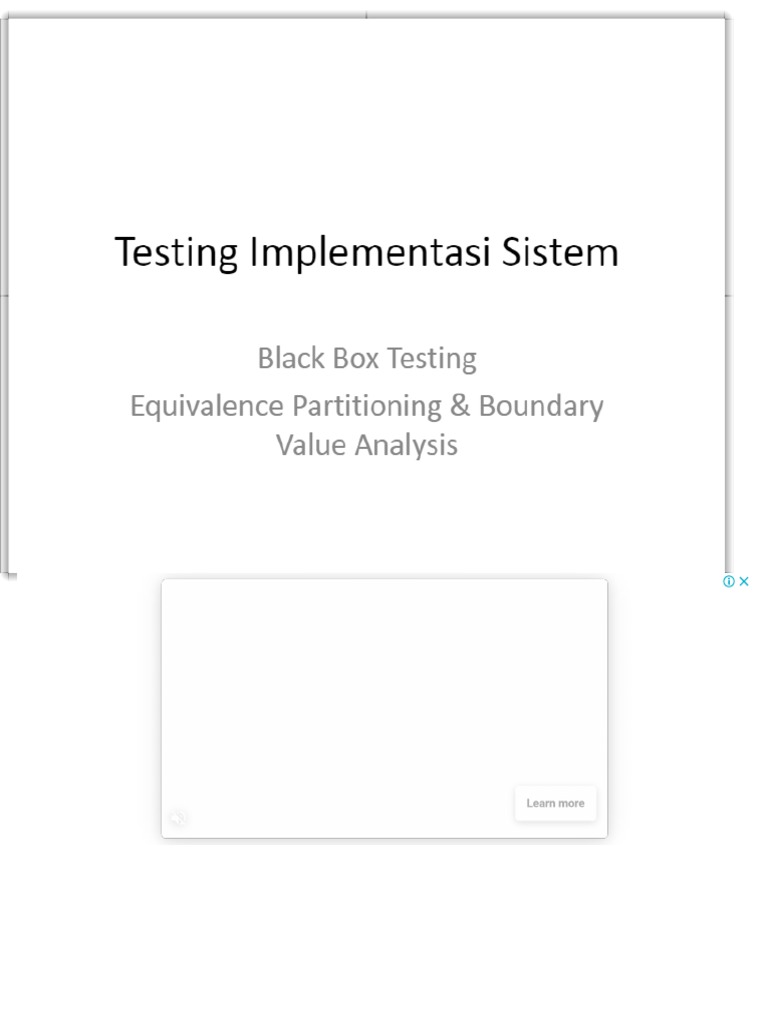 Testing Implementasi Sistem. Black Box Testing Equivalence Partitioning
