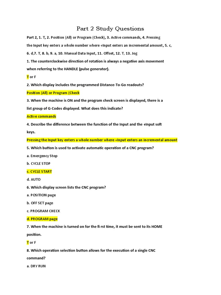 Quiz CNC 2 | PDF