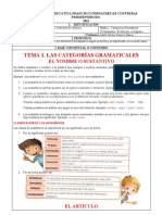 Categorías gramaticales en texto