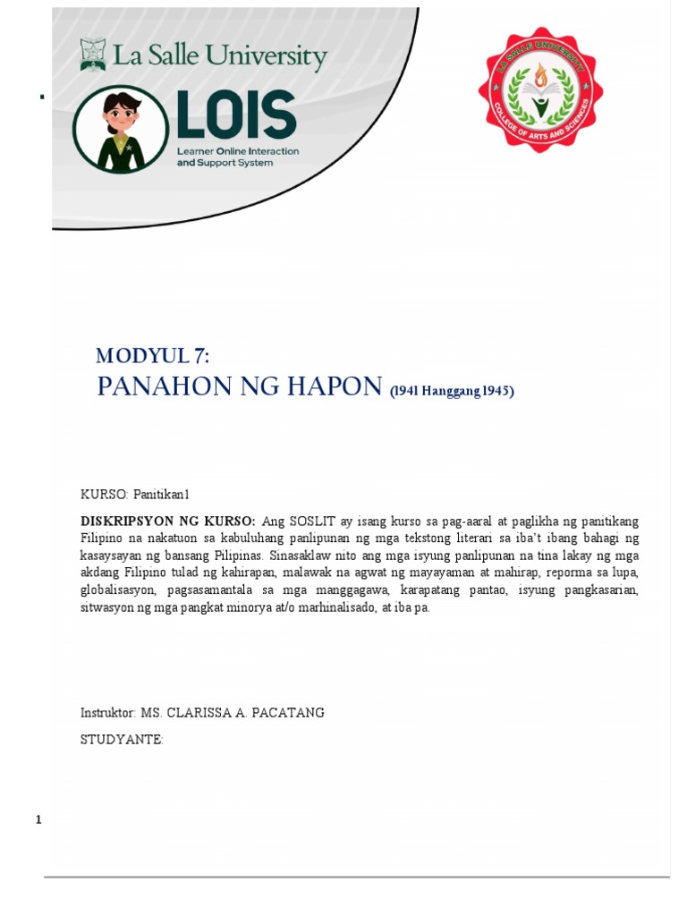 SosLit Modyul 7 Final | PDF